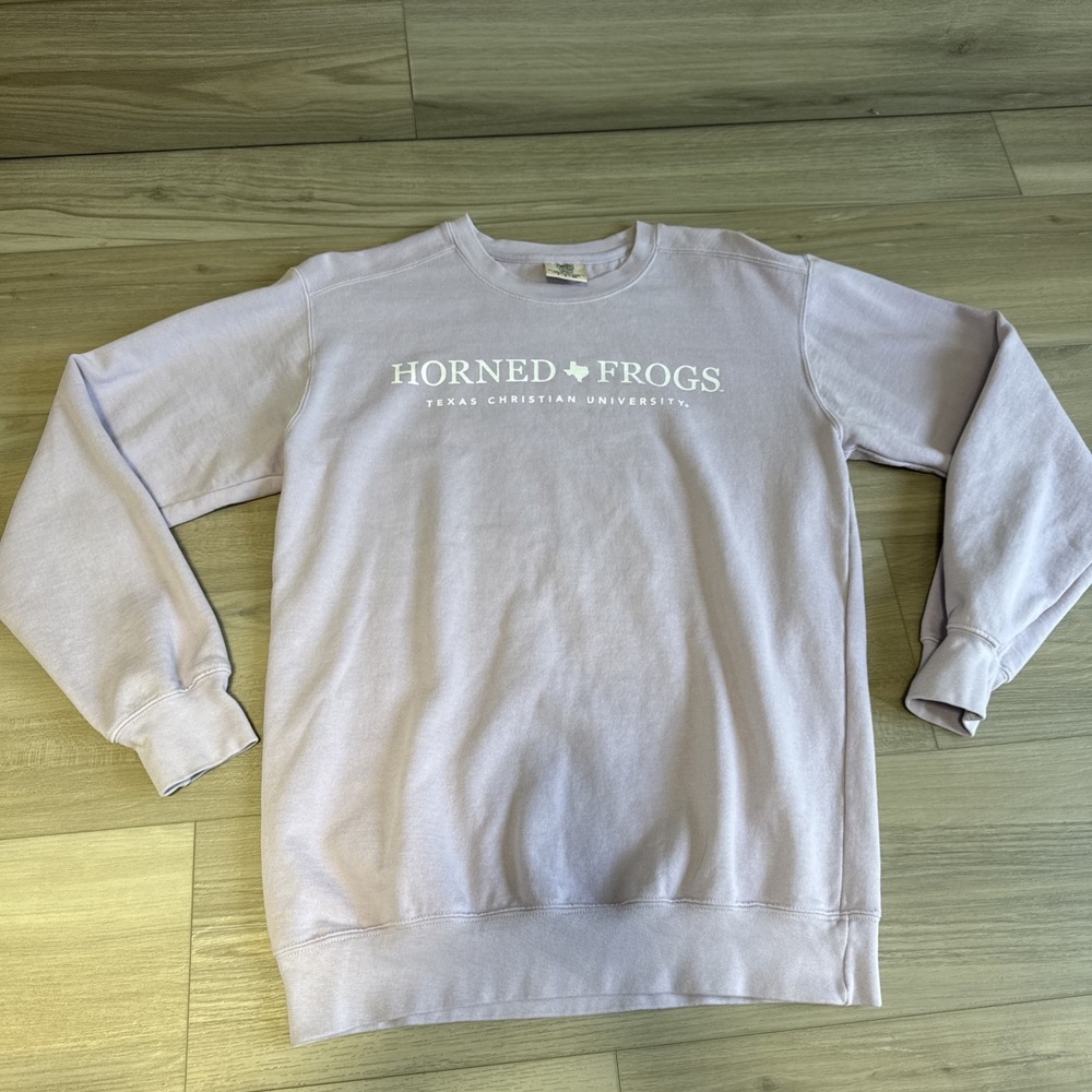 TCU Horned Frogs‎ Crewneck Sweatshirt Adult Small Lavender Purple Comfort Colors